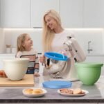 GuanQiao Silicone Bowl Liners for 5 Qt KitchenAid Mixers, 3 Liners with Lids, Blue/Beige/Green - Image 3