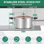 TeamFar Stock Pot 6 qt, Stainless Steel Stock Pasta Soup Pot with Lid, Double Bakelite Heat-Proof Handles & Tempered Glass Lid, Dishwasher Safe & Easy Cleanup, Non-Toxic & Healthy - Image 3