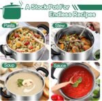 TeamFar Stock Pot 6 qt, Stainless Steel Stock Pasta Soup Pot with Lid, Double Bakelite Heat-Proof Handles & Tempered Glass Lid, Dishwasher Safe & Easy Cleanup, Non-Toxic & Healthy - Image 6