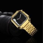 Compatible with Apple Watch Band and Case, Stainless Steel Metal Chain with TPU Cover, Smart-Watch Link Bracelet Strap, Wrist-Band for i-Watch Series 10 11, 46mm, Gold - Image 8