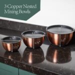 Samma Copper Mixing Bowls Set with Lids - Stainless Steel Interior, Non-Slip Black Silicone Base - Nesting Mixing Bowls for Baking, Cooking & Meal Prep (3-Piece Set) - Image 3