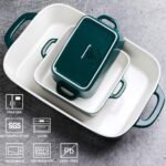 Sweejar Ceramic Bakeware Set, Rectangular Baking Dish for Cooking, Kitchen, Cake Dinner, Banquet and Daily Use, Casserole Dishes for Oven Porcelain Baking Pans (Jade) - Image 3