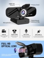 Tewiky 1080P Webcam with Microphone and Rotatable Tripod Wide Angle Camera for Desktop PC or Laptop Computer,Plug and Play, for Zoom/Skype/Teams, Conferencing and Video Calling - Image 4