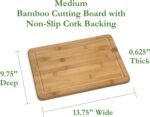 Lipper International Bamboo Wood Kitchen Cutting and Serving Board with Non-Slip Cork Backing, Medium, 13-3/4" x 9-3/4" x 5/8" - Image 3