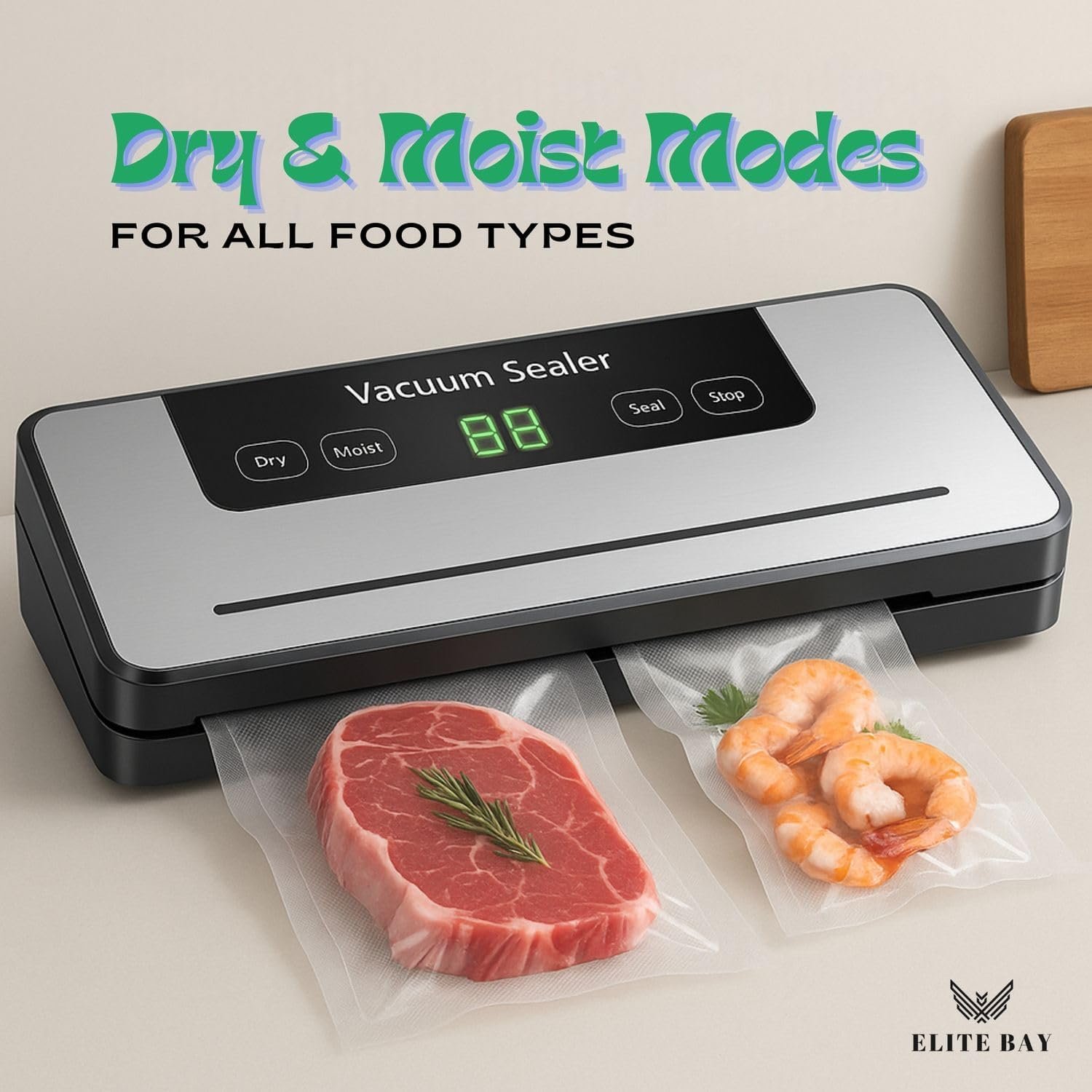 Vacuum Sealer for Food Storage – 120W Power | 30cm Sealing Width | Compact ABS Design | 110V–240V Voltage | Includes 10 BPA-Free Vacuum Bags | For Sous Vide, Meal Prep Food Preservation - Image 3