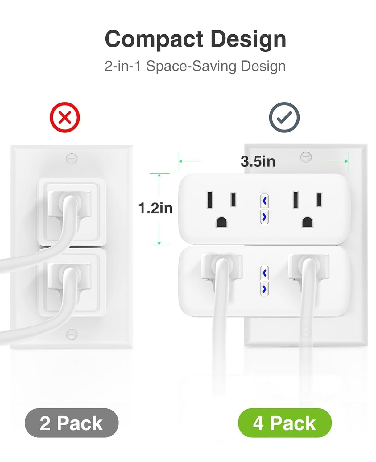 Dual Smart Plug 15A, GHome Smart Plugs Work with Alexa and Google Home, 2-in-1 Compact Smart Outlet Timer with APP Remote Control, 2.4GHz Wi-Fi Only, No Hub Required, FCC Listed, 2 Pack - Image 7