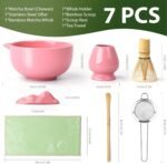 Matcha Whisk Set, 7 Pcs Matcha Kit with Matcha Bowl, Spout, Whisk and Holder, Bamboo Scoop and Stainless Steel Sifter, Japanese Matcha Set for Ceremony, Gift for Matcha Lover - Image 5