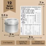 Talented Kitchen Magnetic Spice Jars for Refrigerator - 3 oz, Stainless Steel, Set of 12 - Spice Containers with Labels - Magnetic Travel Containers & Camper Must-Haves - Image 6