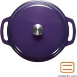 Amazon Basics Enameled Cast Iron Dutch Oven Pot with Lid, Round, Dual Handles, Heavy-Duty, Oven Safe for Stews, Roasting, Baking, 6-Quart, Purple - Image 3