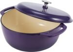 Amazon Basics Enameled Cast Iron Dutch Oven Pot with Lid, Round, Dual Handles, Heavy-Duty, Oven Safe for Stews, Roasting, Baking, 6-Quart, Purple - Image 4