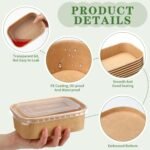 Maxdot 50 Pack Disposable Food Containers with Lids Paper Food Containers Bowls for Meal Prep, Salad, Ice Cream, Yogurt, Soup Bowls Party Leftover Box(22 oz) - Image 4