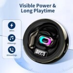Open Ear Headphones Bluetooth 5.4 Wireless Earbuds with LED Display, Clear Calls, IPX4 Waterproof, 30H Playback Ear Buds for Running Sport Gym, Black - Image 5