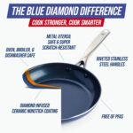 Blue Diamond 20 Piece Nonstick Cookware Set, Diamond Ceramic Pots & Pans, Dishwasher & Metal Utensil Safe, Non Toxic PFAS-Free, Kitchen Cooking Sauce & Saute Pans, Oven & Broiler to 600F, Blue - Image 5