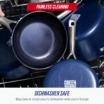 Blue Diamond 20 Piece Nonstick Cookware Set, Diamond Ceramic Pots & Pans, Dishwasher & Metal Utensil Safe, Non Toxic PFAS-Free, Kitchen Cooking Sauce & Saute Pans, Oven & Broiler to 600F, Blue - Image 6