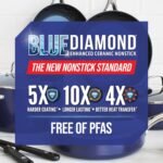 Blue Diamond 20 Piece Nonstick Cookware Set, Diamond Ceramic Pots & Pans, Dishwasher & Metal Utensil Safe, Non Toxic PFAS-Free, Kitchen Cooking Sauce & Saute Pans, Oven & Broiler to 600F, Blue - Image 7