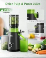 Juicer Machines - Wide Mouth Feed Chute with Self Feeding Hands-Free Design - Cold Press Juicer for Vegetables and Fruits - Juice Extractor Machine High Juice Yield - With Pusher - Image 5