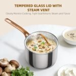 3 Quart Sauce Pan with Lid, Upgraded Tri-Ply Stainless Steel Saucepan with Mirror Polishing and 2 Scales, Induction Ready Cooking Pot with Stay-Cool Brass Handle, Dishwasher & Oven Safe - Image 4