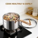 3 Quart Sauce Pan with Lid, Upgraded Tri-Ply Stainless Steel Saucepan with Mirror Polishing and 2 Scales, Induction Ready Cooking Pot with Stay-Cool Brass Handle, Dishwasher & Oven Safe - Image 6
