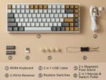 RK ROYAL KLUDGE RK84 RGB Limited Ed, 75% Triple Mode BT5.0/2.4G/USB-C Hot Swappable Mechanical Keyboard, 84 Keys Wireless Gaming Keyboard, RK Yellow Switch, Macchiato White - Image 6