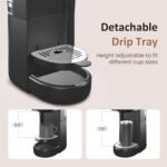 SUNVIVI 3-in-1 Single Serve Coffee Machine,Brewer for K-Cup Pods, Ground Coffee, and Teas, Brew Sizes 8 to 14oz, 30oz Removable Water Reservoir, 2 Cup Trays, Self-Cleaning Function - Black - Image 5