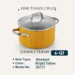 Cook N Home Non Stick Stock Pot with Lid, 6-Quart Hard Anodized Ceramic Nonstick Gumbo Pasta Pot, Induction Cookware Stockpot for Cooking, Canning, Sauce, Ollas para Cocina, Yellow - Image 4