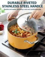 Cook N Home Non Stick Stock Pot with Lid, 6-Quart Hard Anodized Ceramic Nonstick Gumbo Pasta Pot, Induction Cookware Stockpot for Cooking, Canning, Sauce, Ollas para Cocina, Yellow - Image 6