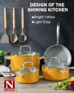 Cook N Home Non Stick Stock Pot with Lid, 6-Quart Hard Anodized Ceramic Nonstick Gumbo Pasta Pot, Induction Cookware Stockpot for Cooking, Canning, Sauce, Ollas para Cocina, Yellow - Image 7