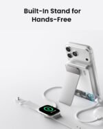 sharge ICEMAG 3 MagSafe Portable Charger, Qi2 25W Magnetic Power Bank 10000mAh with 35W Built-in Cable, Active Cooling& Foldable Stand, Transparent Design for iPhone 17/16 Series-White - Image 4