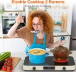 Electric Cooktop, 2200W 110V Electric burner, Electric Stove Top with 2 Handle, 2 Burner Electric Cooktop with 9 Power Settings,Knob Control Child Safety Lock & Timer. - Image 6