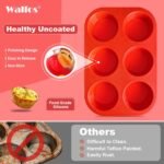 Walfos Silicone Muffin Pan - 6 Cup Non-Stick Silicone Cupcake Pan, Just PoP Out! Food Grade and BPA Free Baking Cups, Perfect for Egg Muffin, Cupcake, Dishwasher Safe (2 Pack Muffin Pan) - Image 3