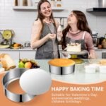 9 Inch Cake Pan, Leakproof & Nonstick, Removable Bottom & Easy Releasing Round Cake Pan, 304 Stainless Steel Cake Baking Pans, Non-Toxic & Healthy, Dishwasher Safe - Image 5