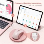 seenda Bluetooth Wireless Mouse, Bluetooth & 2.4G USB Dual Mode, Quiet Clicks, Smooth Tracking, 3-Level Adjustable 1600 DPI,Compact and Portable Mouse for Laptops, Tablets and More-Pink - Image 3