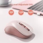 seenda Bluetooth Wireless Mouse, Bluetooth & 2.4G USB Dual Mode, Quiet Clicks, Smooth Tracking, 3-Level Adjustable 1600 DPI,Compact and Portable Mouse for Laptops, Tablets and More-Pink - Image 4