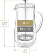 Teabloom Insulated Double-Walled Glass French Press – 100% Plastic-Free Tea & Coffee Press for Pure, Rich Flavor | 34 oz Precision Brewer | Connoisseur's Choice - Image 4