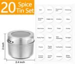 Bekith 20 Pack Magnetic Spice Jars, Magnetic Spice Containers for Refrigerator, Seasoning Tins with Clear Top Lid, 240 PVC Spice Label Set - Image 3