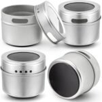 Bekith 20 Pack Magnetic Spice Jars, Magnetic Spice Containers for Refrigerator, Seasoning Tins with Clear Top Lid, 240 PVC Spice Label Set - Image 4