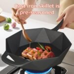 Cast Iron Skillet with Lid Pre-seasoned Cast Iron Pans, Smoker Box for Open Fire, Oven, Stovetop, Grill Safe Cookware Set +Scraper/Cleaner+Silicone Anti-Scalding Gloves - Image 6