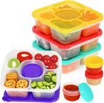 Caperci Original Bento Snack Box Containers for Kids & Adults - Lunchable Food Containers 5 Compartments with 4 Leakproof Small Containers, BPA-Free, Set of 4 (Brights) - Image 6