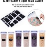 Cereal Containers Storage Set - 6 Piece Airtight Large Dry Cereal Storage Containers(4 * 4L+2 * 2.5L), BPA Free Dispenser Plastic Cereal Storage Containers with 16 Labels & Pen - Image 3