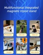 3-in-1 Magnetic Phone Tripod Stand& Selfie Stick for iPhone17 pro max, Compatible with MagSafe, Multi-Angle, Portable, NFC Card Holder/RFID Blocking, Magnetic Ring for Samsung(Light Gray) - Image 4