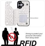 HAOPINSH Wallet Case with Card Holder for iPhone 17 White Leopard Cheetah Pattern Back Flip Folio PU Leather Kickstand Card Slots Case for Women Girls,Magnetic Clasp Shockproof 6.3" - Image 4
