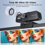 4k Full HD Webcam with Microphone, Auto Light Correction, 360° Rotatable, Built-in Privacy Cover, Plug & Play, Compatible with Windows, Mac, Laptop, Desktop (Zoom, Skype, Teams) - Image 3