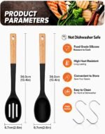 Silicone Cooking Spoons, Great for Scooping Sides and Serving Hearty Stews, BPA-Free Matte Silicone, Wooden Handle Serving Spoon for Nonstick Cooking Surfaces (Black) - Image 3