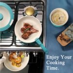 GIPP 11pcs Pots and Pans Set Non Stick, Nonstick Cookware Set Detachable Handle,Ceramic Pots for Cooking Non Stick with Removable Handle, RV Cookware Set, Light Blue Gradient - Image 3