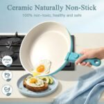 GIPP 11pcs Pots and Pans Set Non Stick, Nonstick Cookware Set Detachable Handle,Ceramic Pots for Cooking Non Stick with Removable Handle, RV Cookware Set, Light Blue Gradient - Image 5