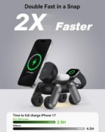 3 in 1 Wireless Charging Station for Apple Devices,Fast Charging MagSafe Charger Stand Wireless Charger for iPhone 17/16/15/14/13/12/Air Series,Apple Watch & AirPods 4/3/2/Pro 2 3 - Image 3
