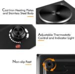 CUSIMAX Hot Plate, Single Burner Electric Cooktop, 1500W Electric Burner Hot Plate for Cooking with Adjustable Temperature, Portable Countertop Burner Stainless Steel, Black, New Model - Image 3