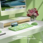 Retro Wireless Keyboard and Mouse Combo, Full-Size USB Keyboard with Round Keycaps, 2.4GHz Wireless for Desktop, Laptop and Computer (Green-Colorful) - Image 4