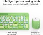 Retro Wireless Keyboard and Mouse Combo, Full-Size USB Keyboard with Round Keycaps, 2.4GHz Wireless for Desktop, Laptop and Computer (Green-Colorful) - Image 5