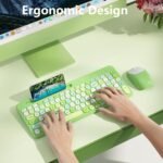 Retro Wireless Keyboard and Mouse Combo, Full-Size USB Keyboard with Round Keycaps, 2.4GHz Wireless for Desktop, Laptop and Computer (Green-Colorful) - Image 6